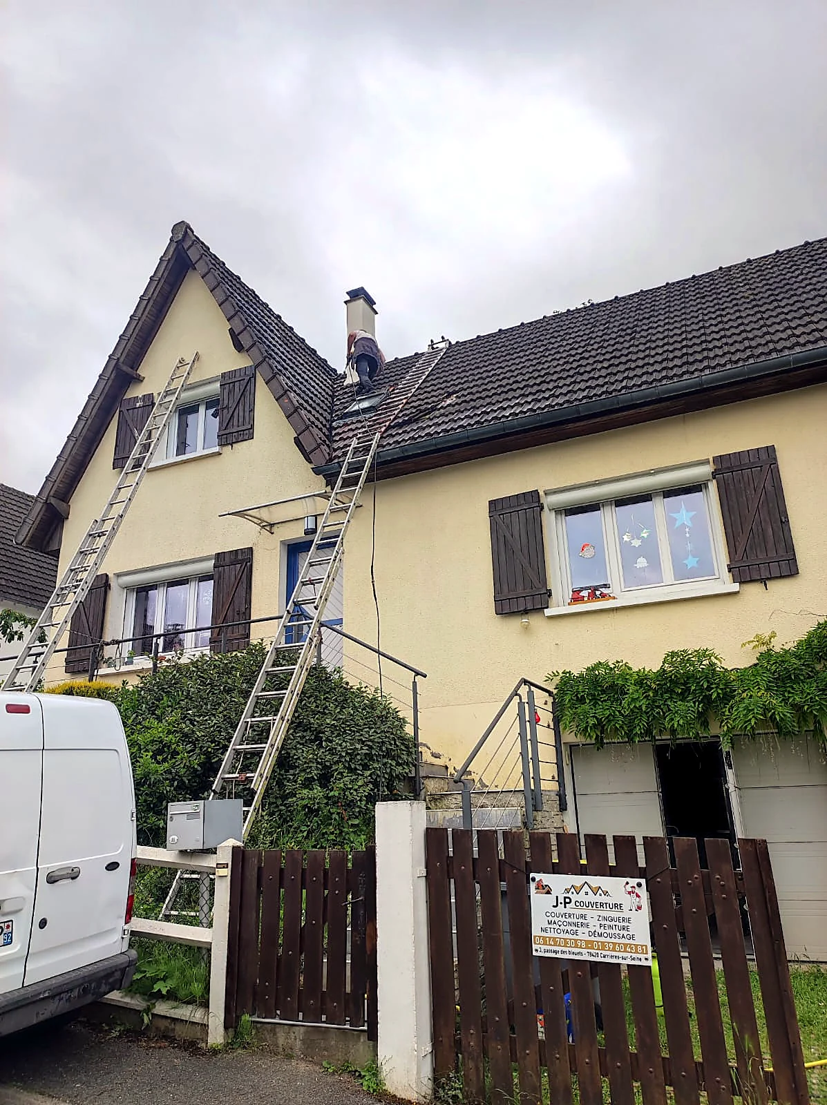 Chantier de couverture sur un pavillon